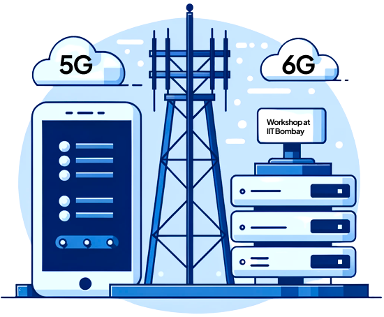 Illustration of 5G & 6G Mobile Communications Technologies created by Shreeneet Rathi for IIT Bombay Workshop on 5G & Beyond